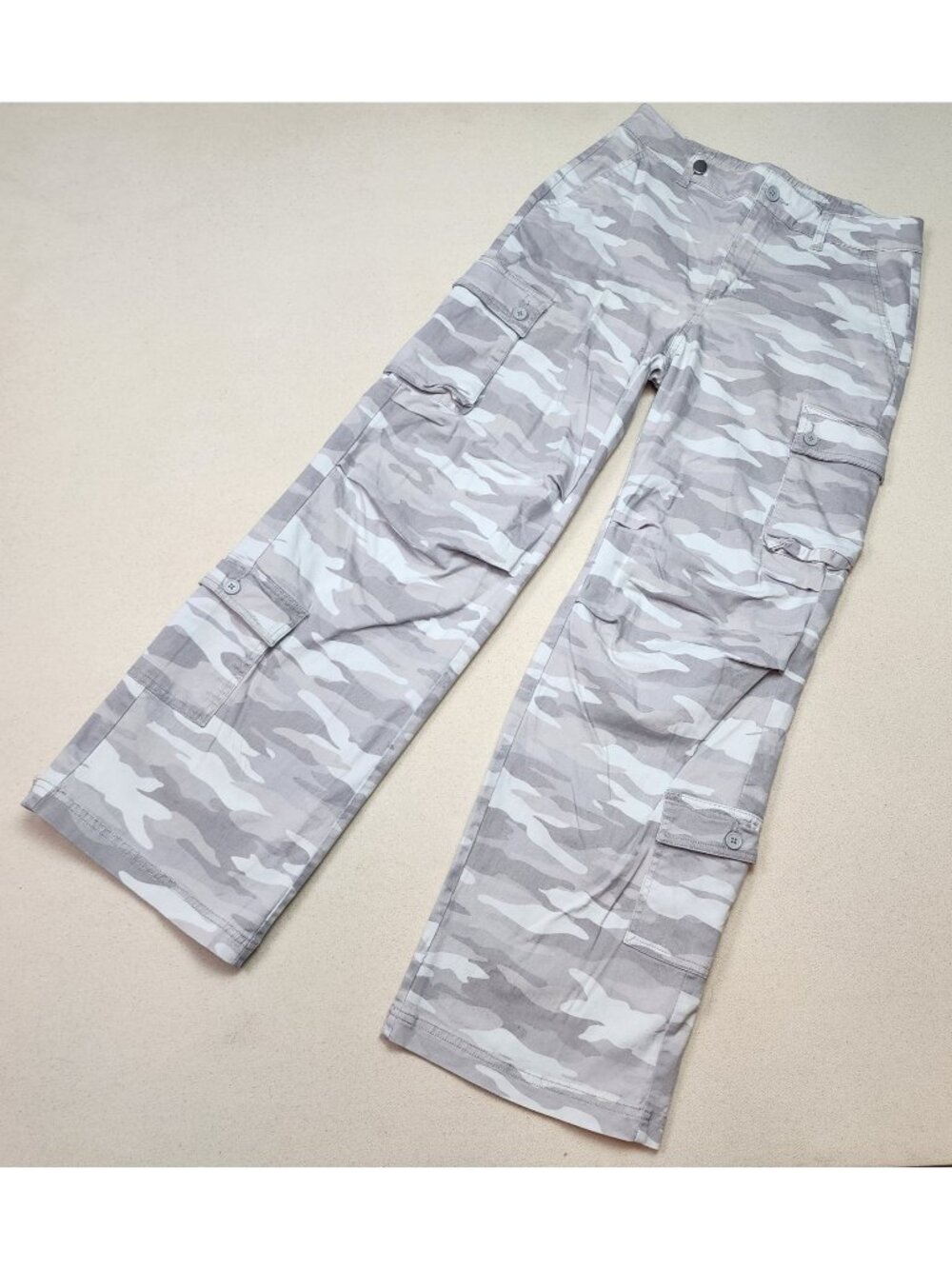 Wild Fable Women's Utility Cargo Gray Camo Stretch Wide Leg Pants Sz M 30/29
